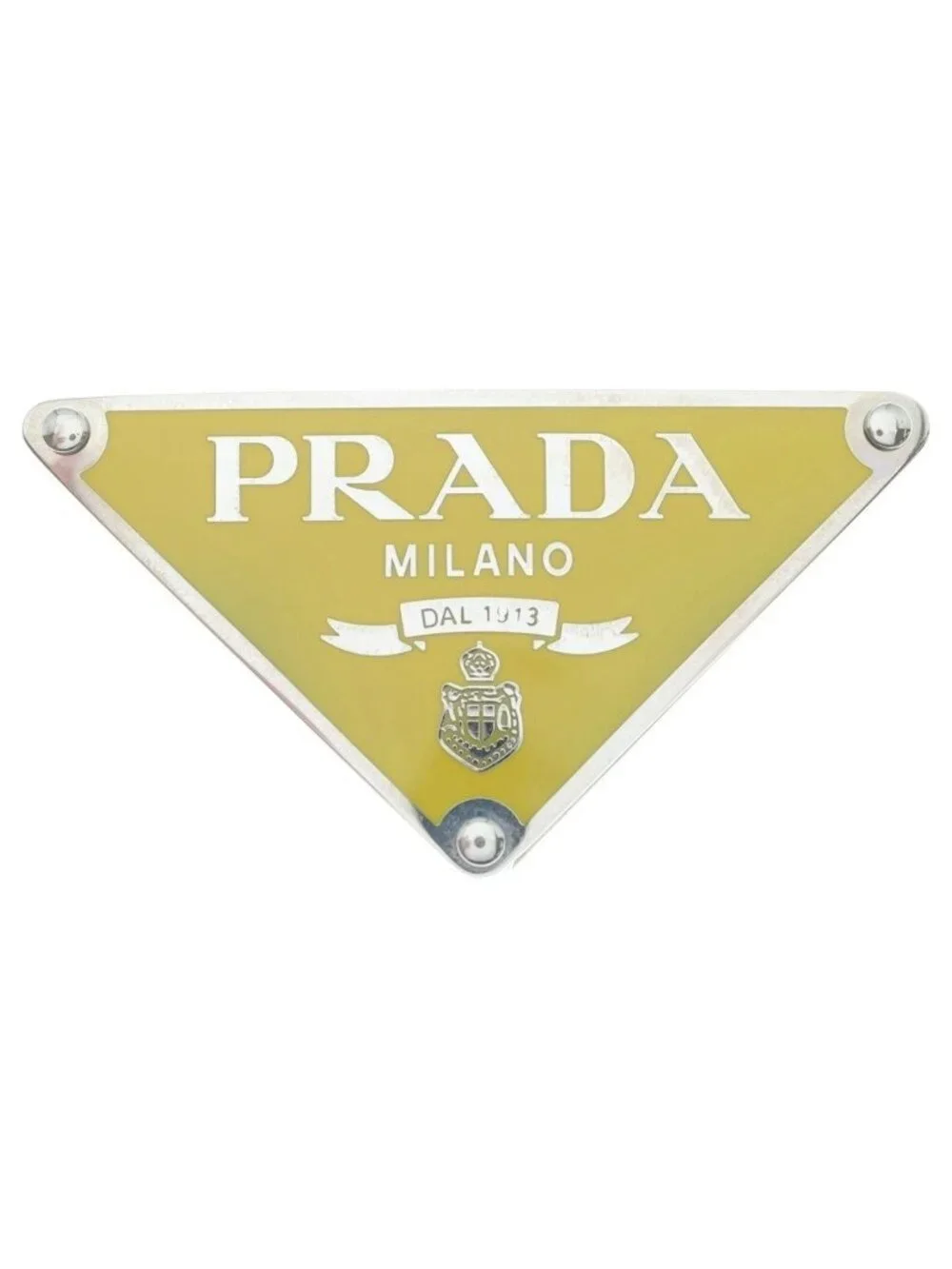 Prada Triangle Logo Metal Belt Buckle Yellow